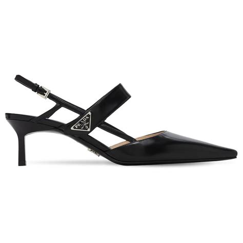 prada almond toe pump 55mm|Black Brushed Leather Slingback Pumps .